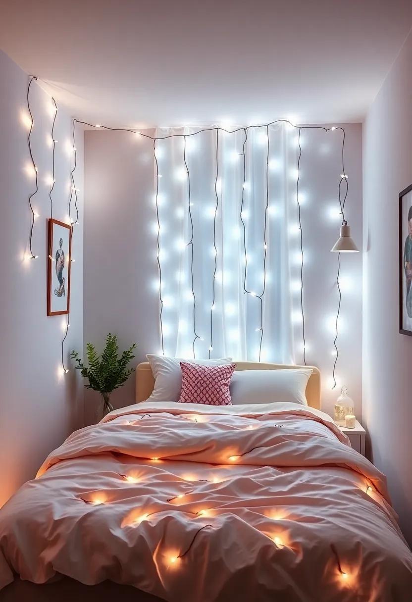 Elegant ‌Fairy ​Lights: String fairy lights across walls or‍ around the bed for a magical glow⁤ that enhances the room's ambiance