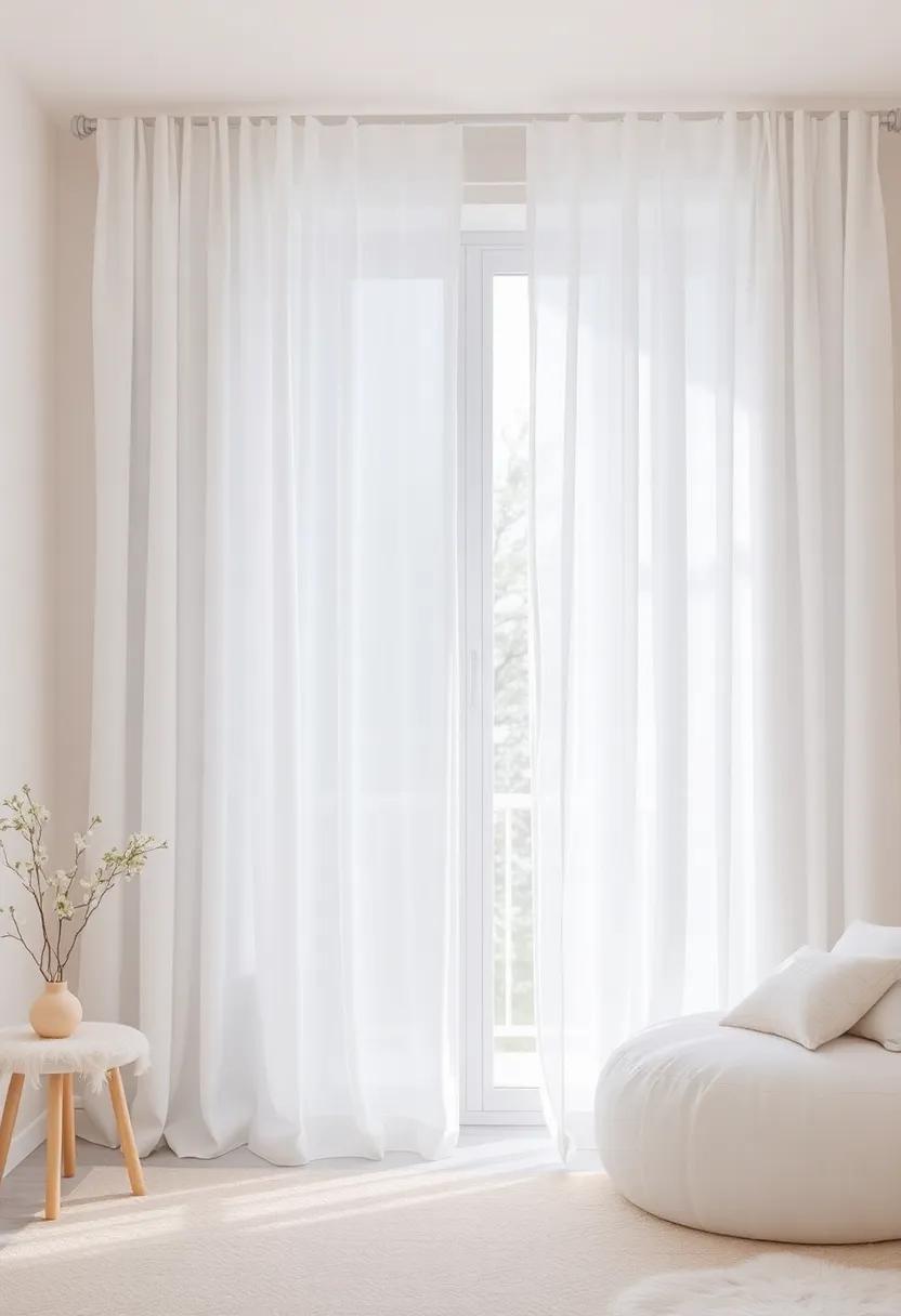Ethereal ​Curtains: Choose light, flowing curtains that invite natural light while maintaining privacy and airiness