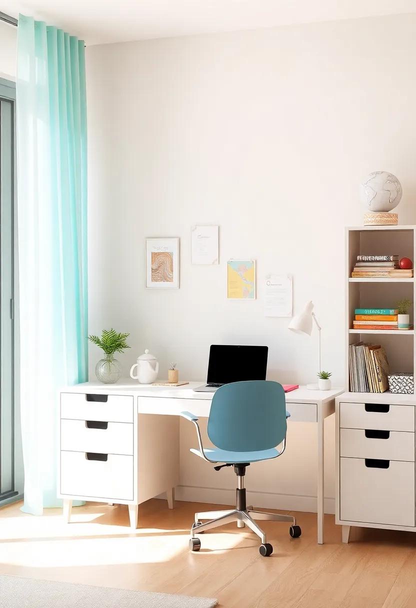 Functional‍ study Space: ‌Create a ⁣bright and inspiring‌ desk area with organizational tools that encourage focus ​and creativity
