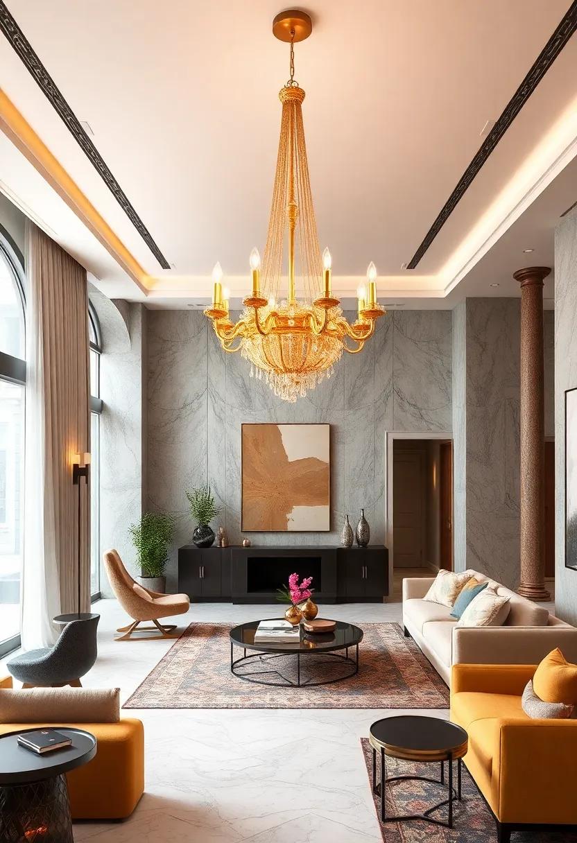 Layered⁤ Lighting: Use a golden ⁤chandelier as the key fixture in a⁣ layered lighting scheme, enhancing the overall mood of your interiors