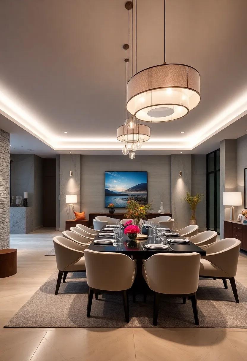 Artistic Elegance: Showcasing Artistic Lighting Designs for Grand Dining Rooms
