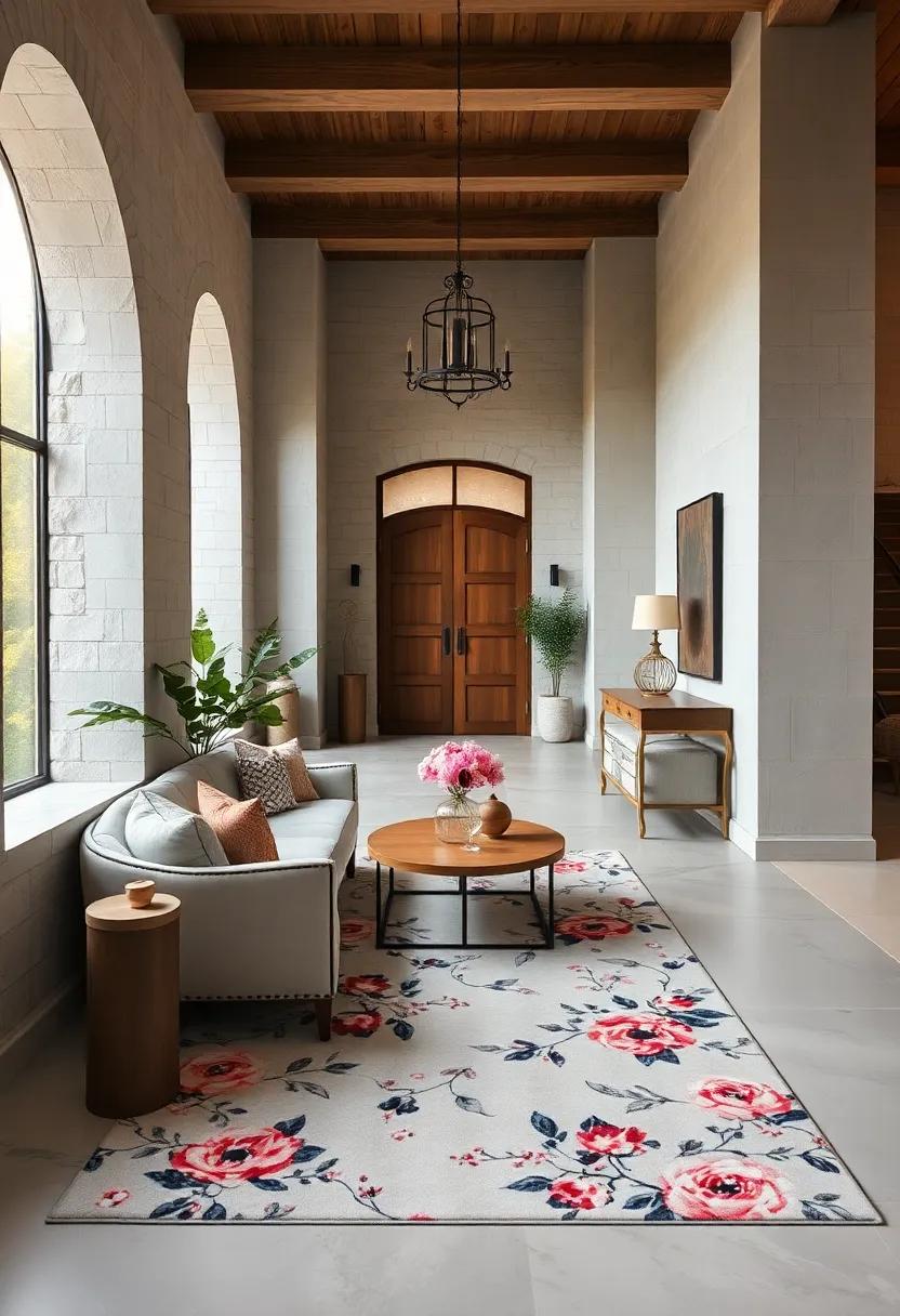 Elevate ⁤a‌ timeless ⁢look with a monochromatic floral rug⁣ that serves as ⁤a subtle yet striking foundation⁤ for your curated collection ⁢of decor