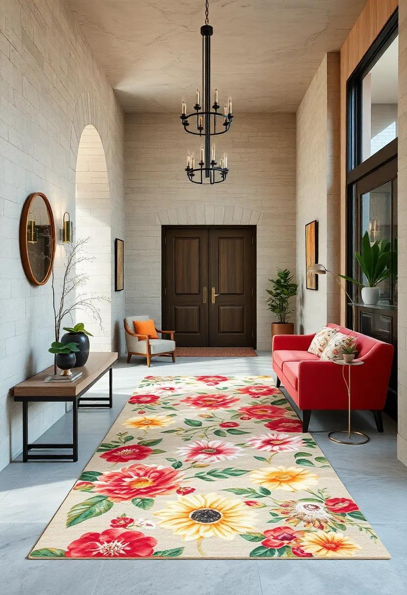 Encourage flow in a transitional space with a⁤ well-placed floral rug that guides visitors through your entryway and into the heart of your home