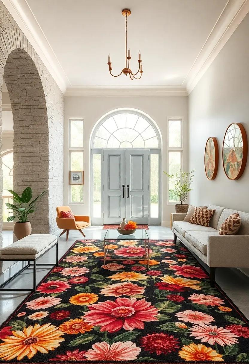 Infuse your entrance with romance through ‍a bold, rich floral rug⁤ underfoot, setting ​a dreamy tone that enchants from the moment ​you step inside