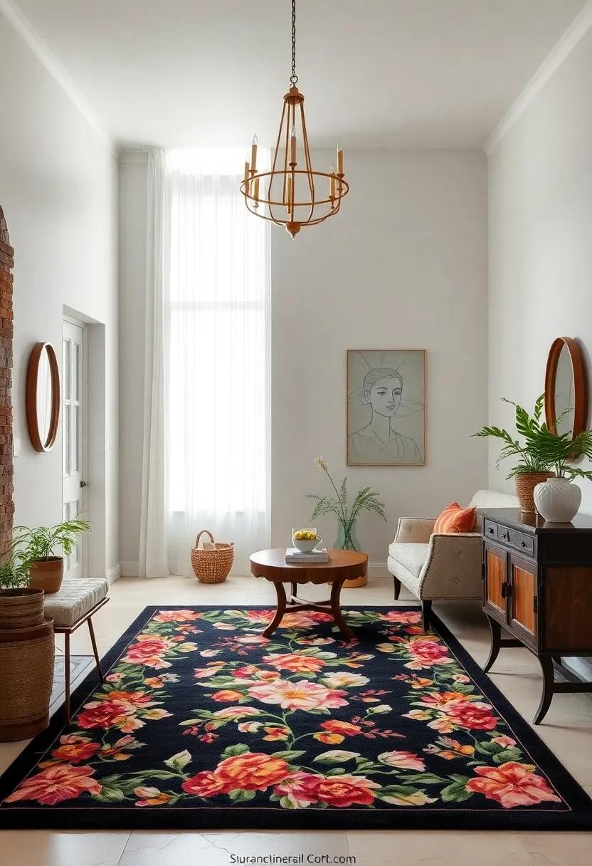 Let a beautifully embroidered floral‍ rug ​guide guests into a space filled with antique treasures and heirloom‌ decorations, grounding each detail ​in ‍nostalgia