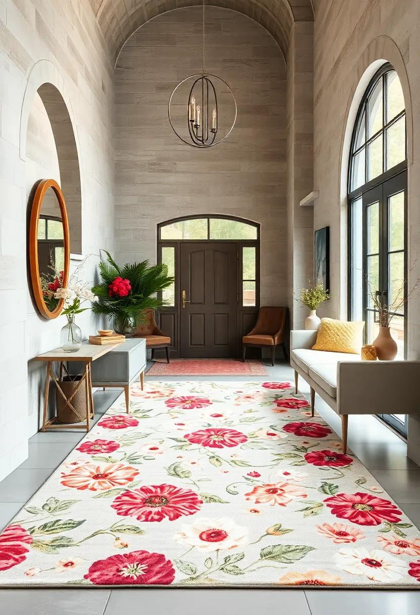Opt for an oversized ‍floral rug that anchors your entryway, allowing ​personal touches like fresh flowers and ‍vintage pieces to shine in its embrace