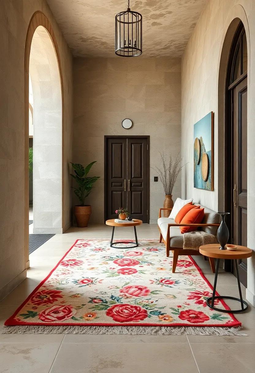 Tread softly ‍on a handwoven floral rug that ⁢showcases artisanal craftsmanship, adding an authentic touch to your grandmillennial⁤ aesthetic