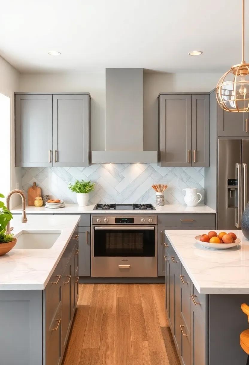 Geometric⁢ Patterns: ⁢Add interest to your kitchen‌ by choosing white quartz ⁢with ⁤a geometric pattern that complements⁣ the simplicity of gray cabinets
