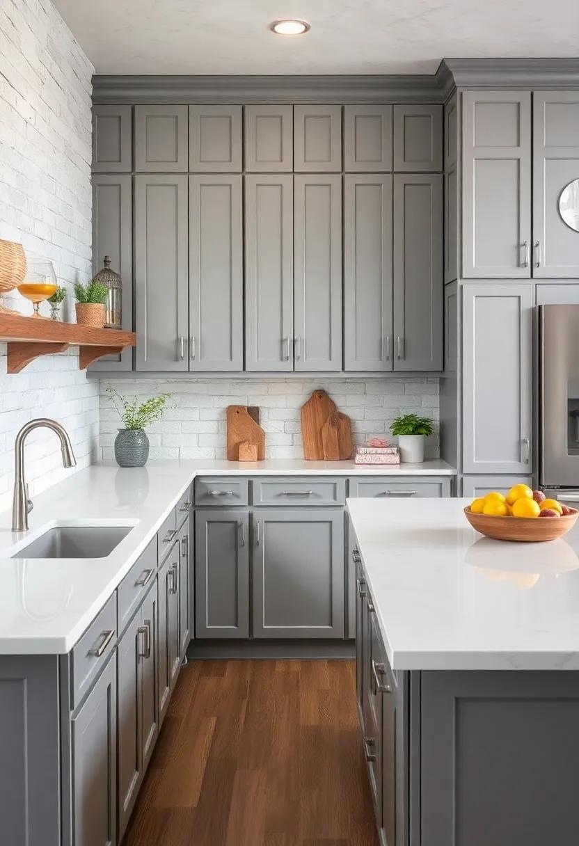 Rustic Charm: Combine‍ reclaimed wood accents‌ with your gray ⁤cabinetry⁢ and white ‌quartz to create a cozy, farmhouse-inspired kitchen space