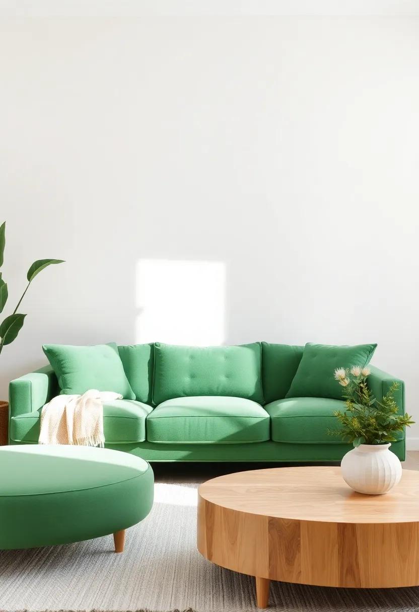 Exploring Artwork that Complements a Green Couch and Neutral Palette