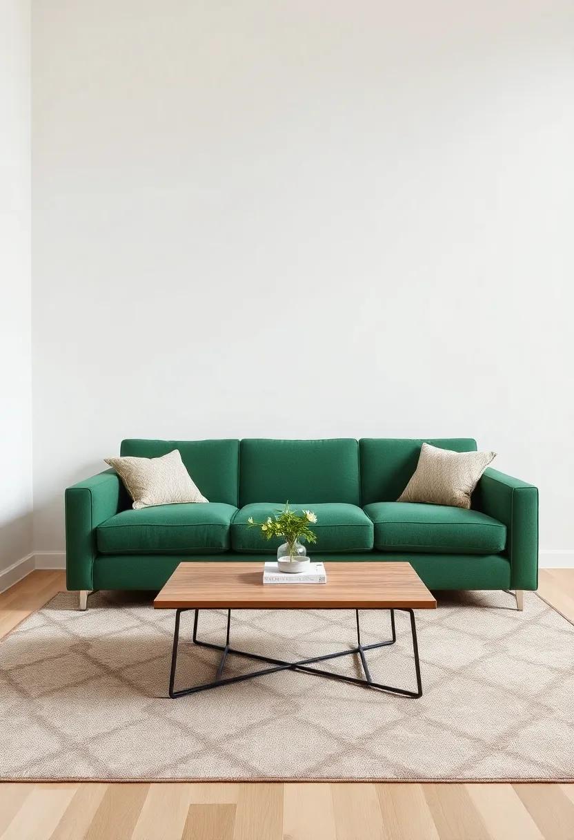 Utilizing Area Rugs to Define Your Space Around the Green Couch