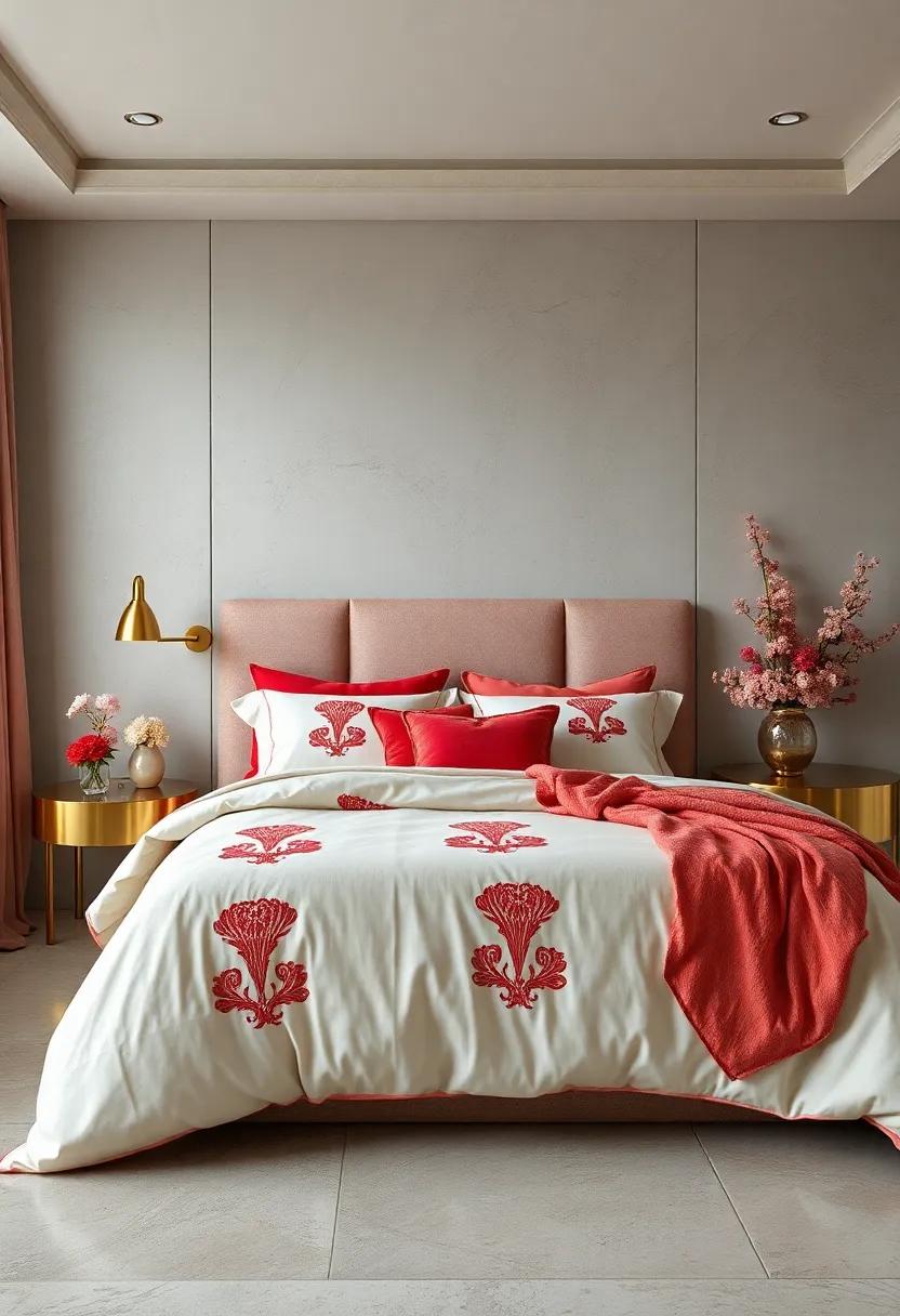 Luxe Coral Duvet Covers: Select duvet covers adorned with elegant coral patterns or embroidery to add a layer of sophistication to your bedding