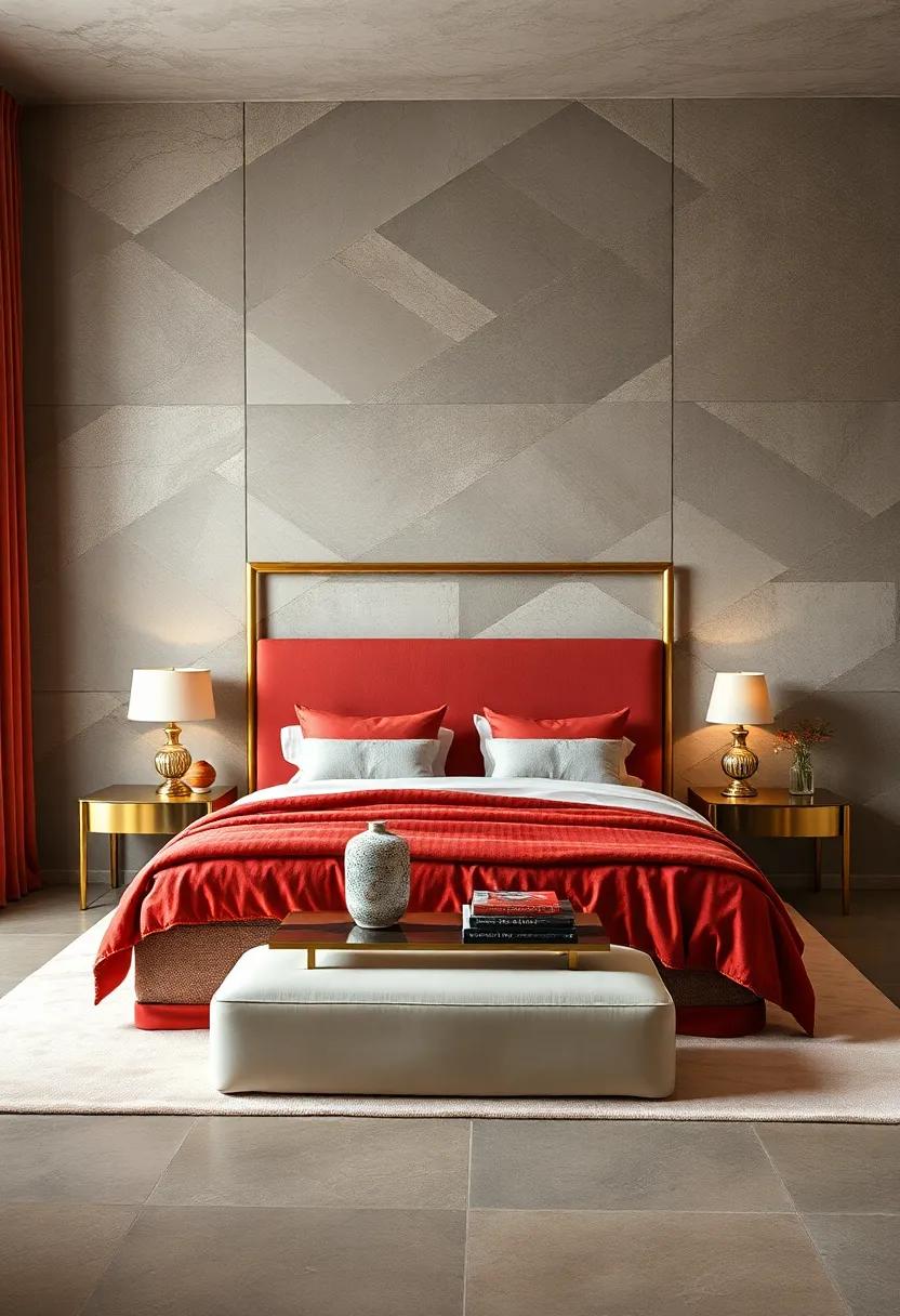 Statement Brass headboard: Consider a brass bed frame or headboard to make a statement piece that exudes luxury and sophistication