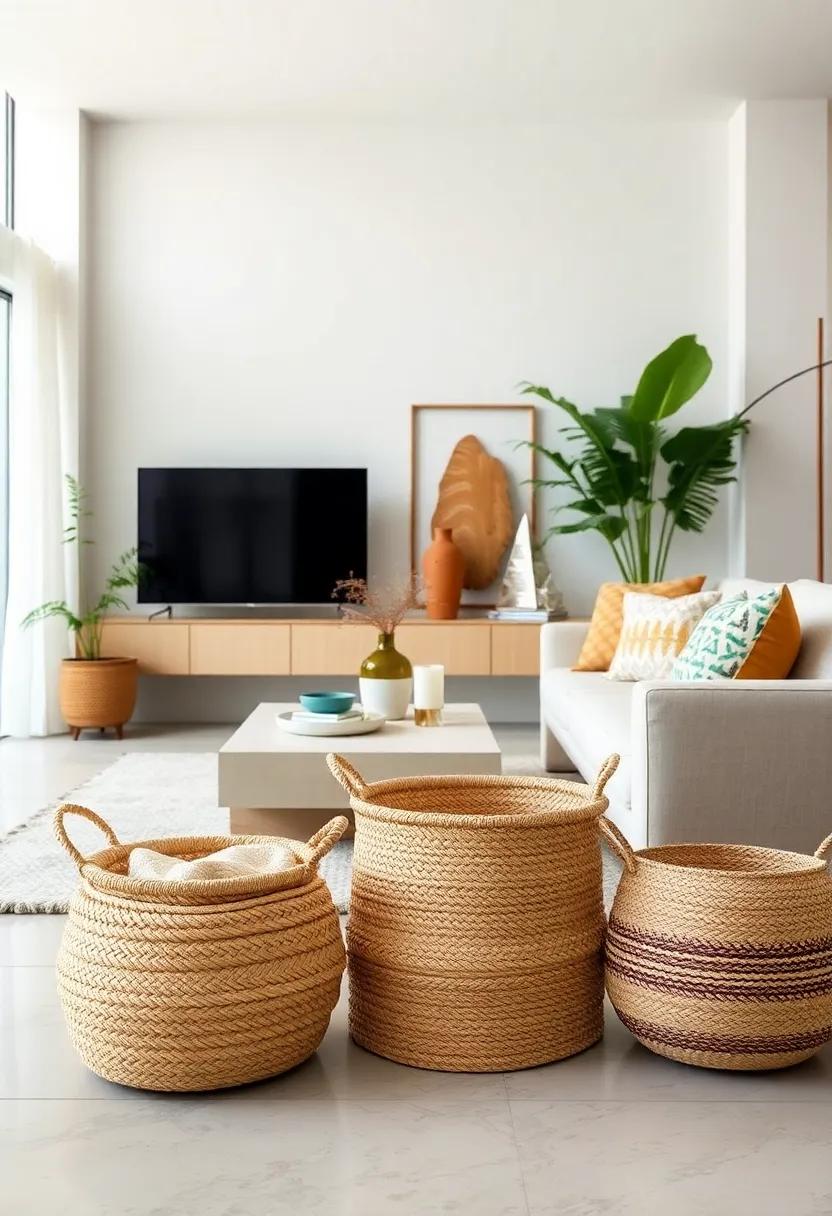 Seagrass Floor Basket: sturdy yet stylish, these baskets make ​excellent ⁢storage solutions while enhancing the boho vibe of your home