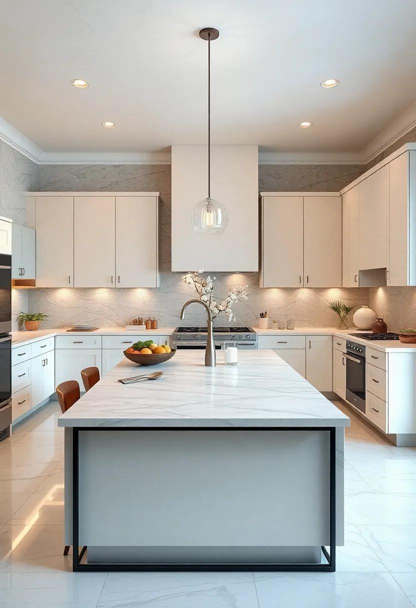 Customizable Islands: Design a central island that doubles ‍as‌ a functional workspace while featuring sleek⁢ ivory cabinetry and pearl ​finishes