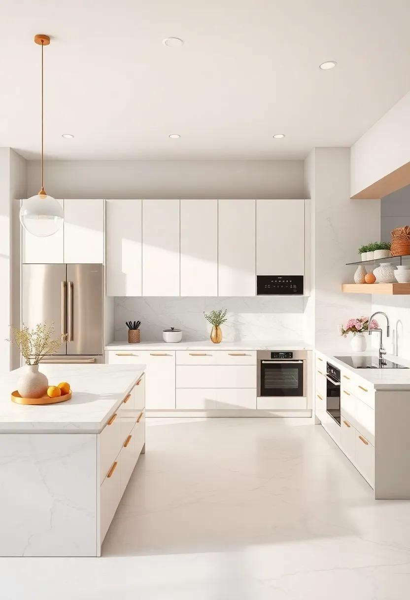 Marble Countertops: Opt for luxurious⁣ marble countertops⁣ in ⁢soft white ⁣hues with delicate veining to evoke sophistication ‍and elegance