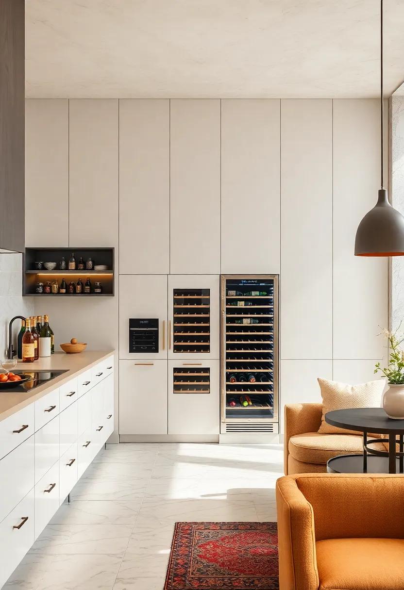 Wine Fridge: Incorporate a wine fridge with a ​pearl finish or glass door to keep your favorite vintages organized ‍and ​easily⁢ accessible for‍ entertaining