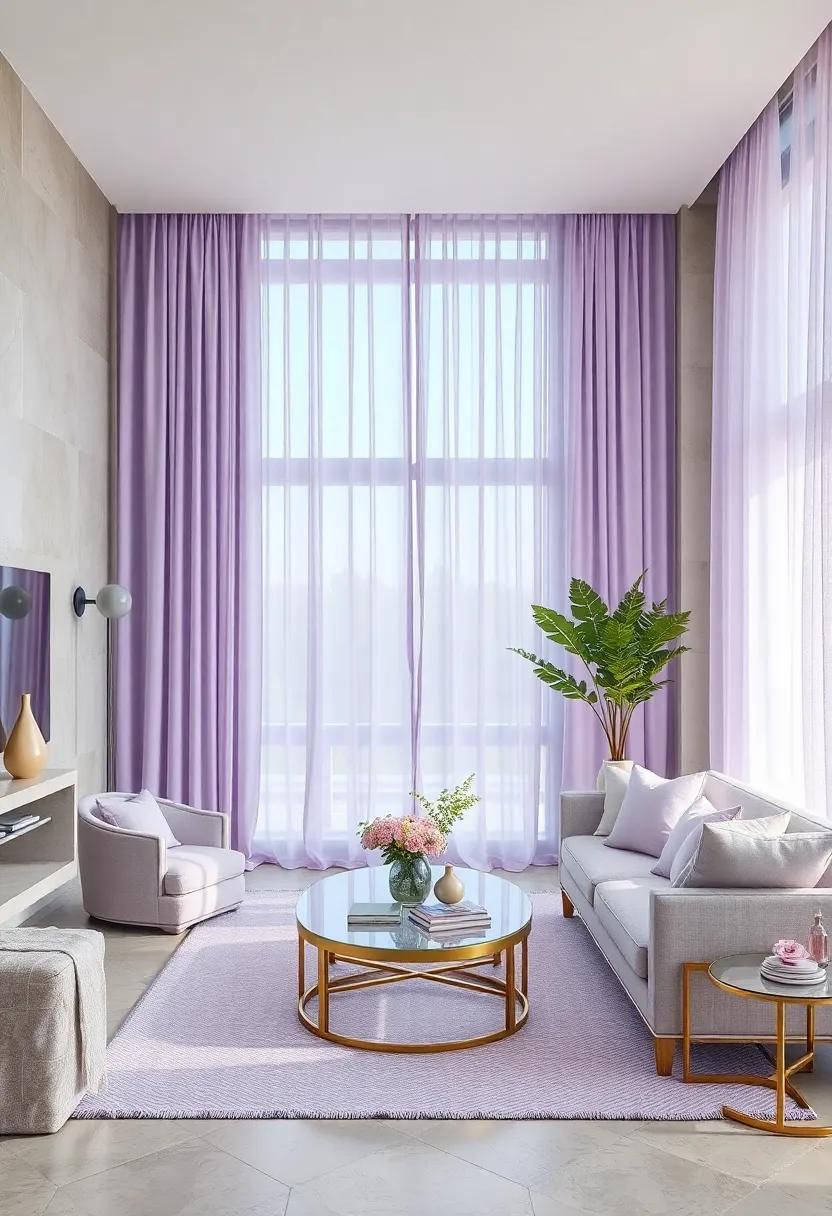 Go for Translucent Decor: Choose sheer lavender drapes or curtains to let natural light filter through while providing a soft barrier