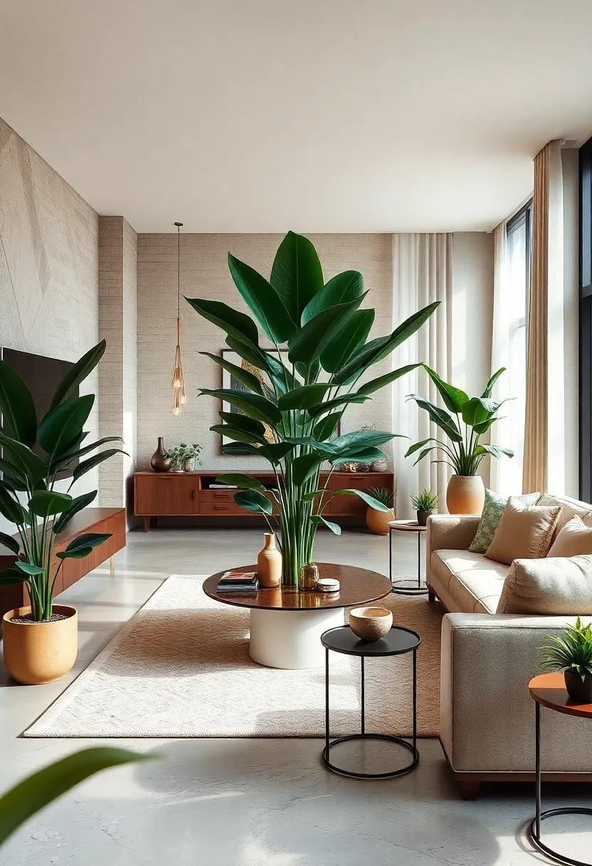 Rubber Plant: With its deep green, rounded leaves, the Rubber Plant offers a sleek modern look that complements high-end furniture beautifully