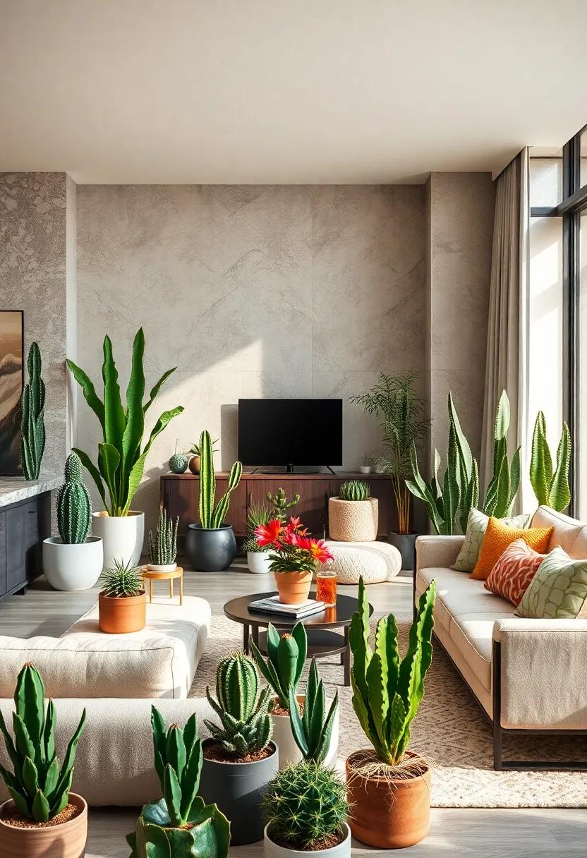 Cacti Collection: A curated selection of unique cacti can introduce a touch of desert-inspired chic to your high-end living space