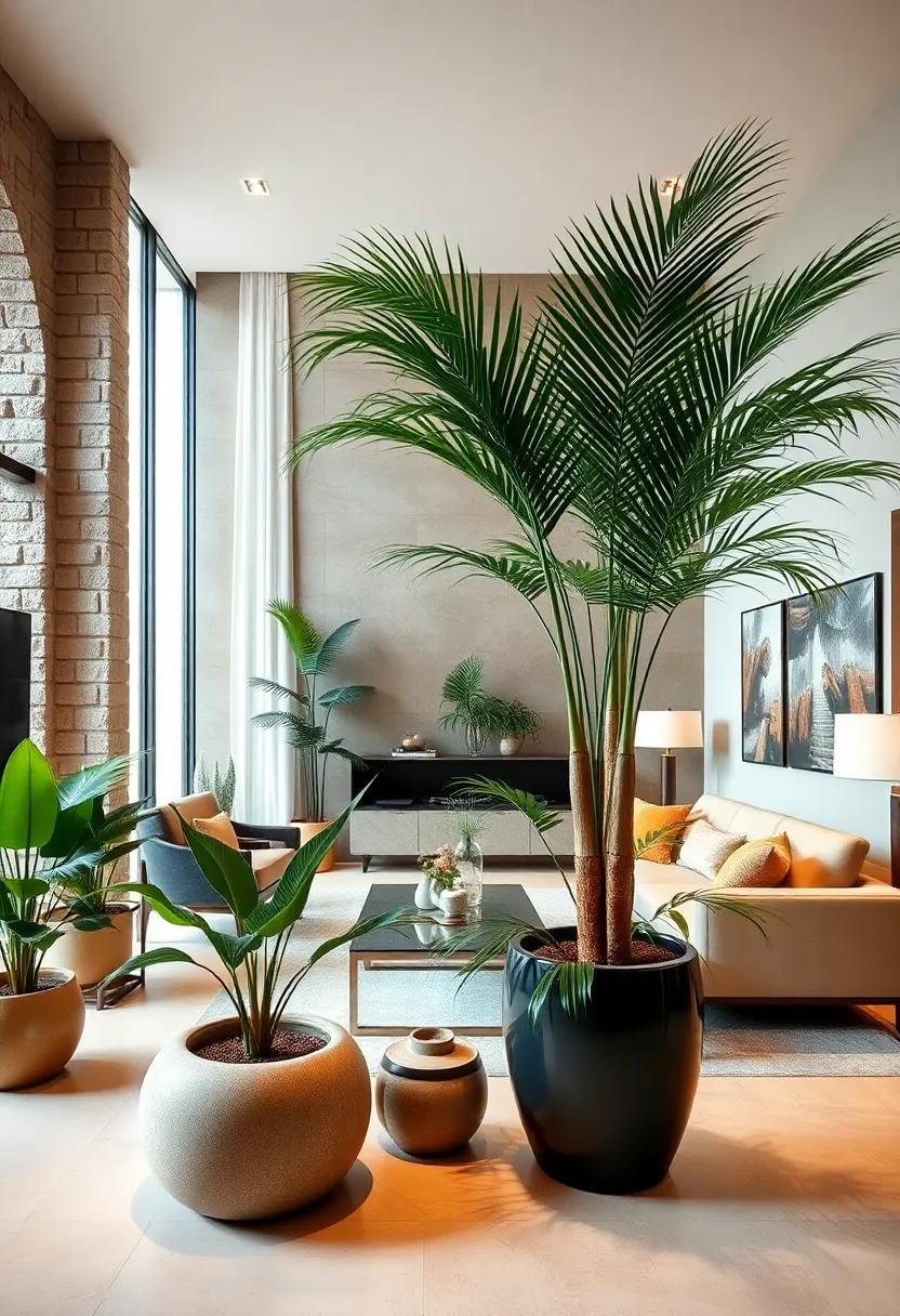 Potted Palms: From Kentia to areca, palms bring a lush, resort-like ambiance when placed in large decorative pots