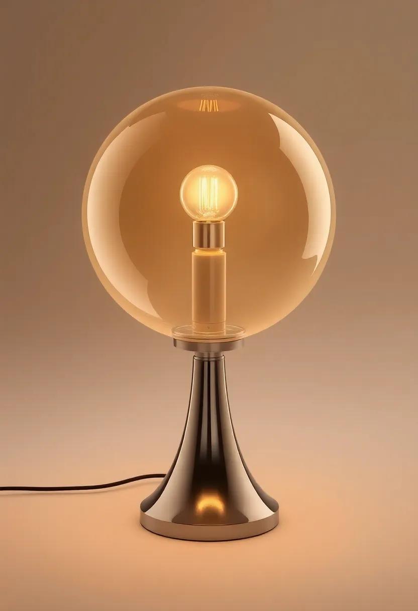 The Art Deco Inspired Globe Lamp: A stunning fusion of vintage charm and modern chic, this lamp features a sleek metallic base that captures the essence of the roaring twenties