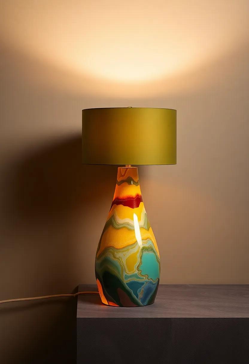 The Artistic Resin Table Lamp: Combining color and design, this resin lamp offers a contemporary aesthetic and serves as a conversation starter in your space