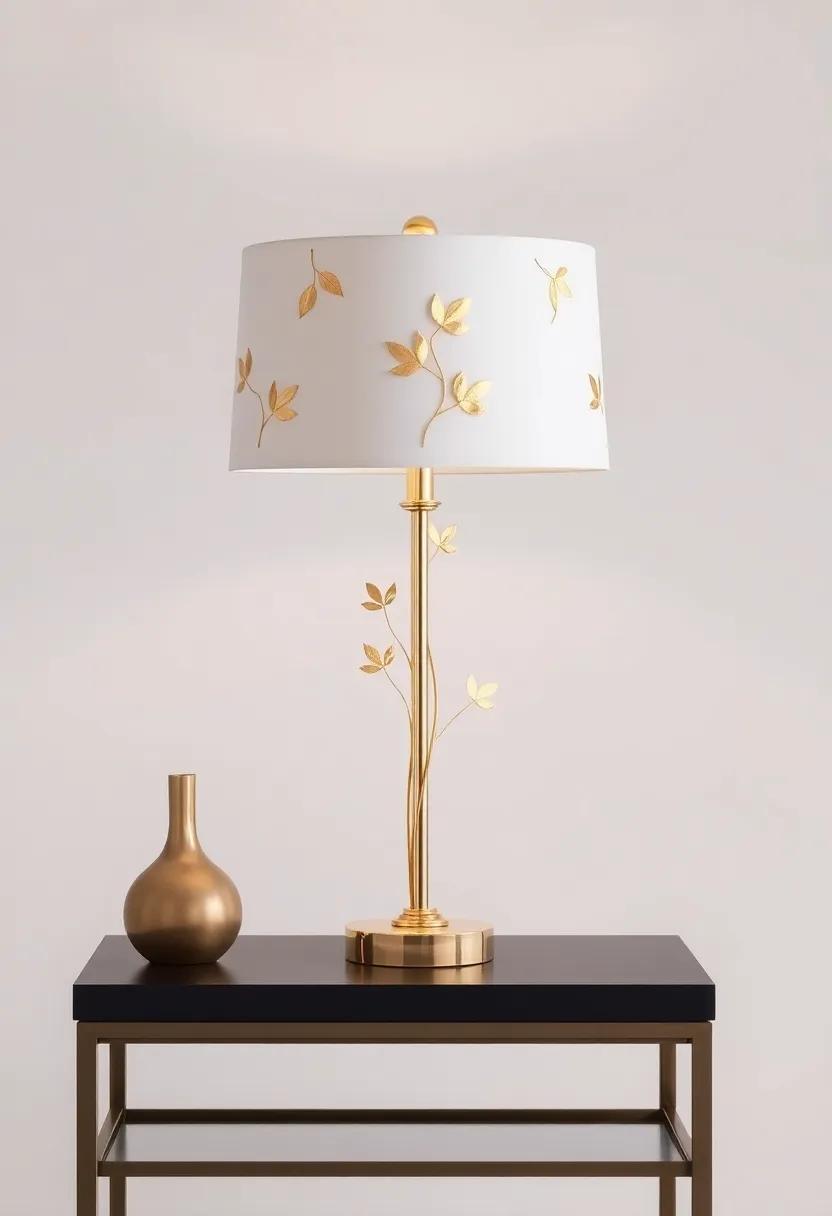 The Chic Gold Leaf Lamp: Adorned with delicate gold leaf details, this lamp exudes luxury and sophistication, perfect for creating an opulent atmosphere