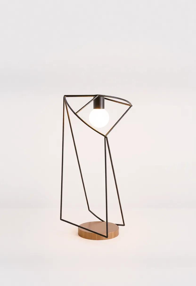The Geometric metal Table Lamp: Constructed with bold geometric shapes, this lamp merges structure and style, making it a standout addition to modern homes