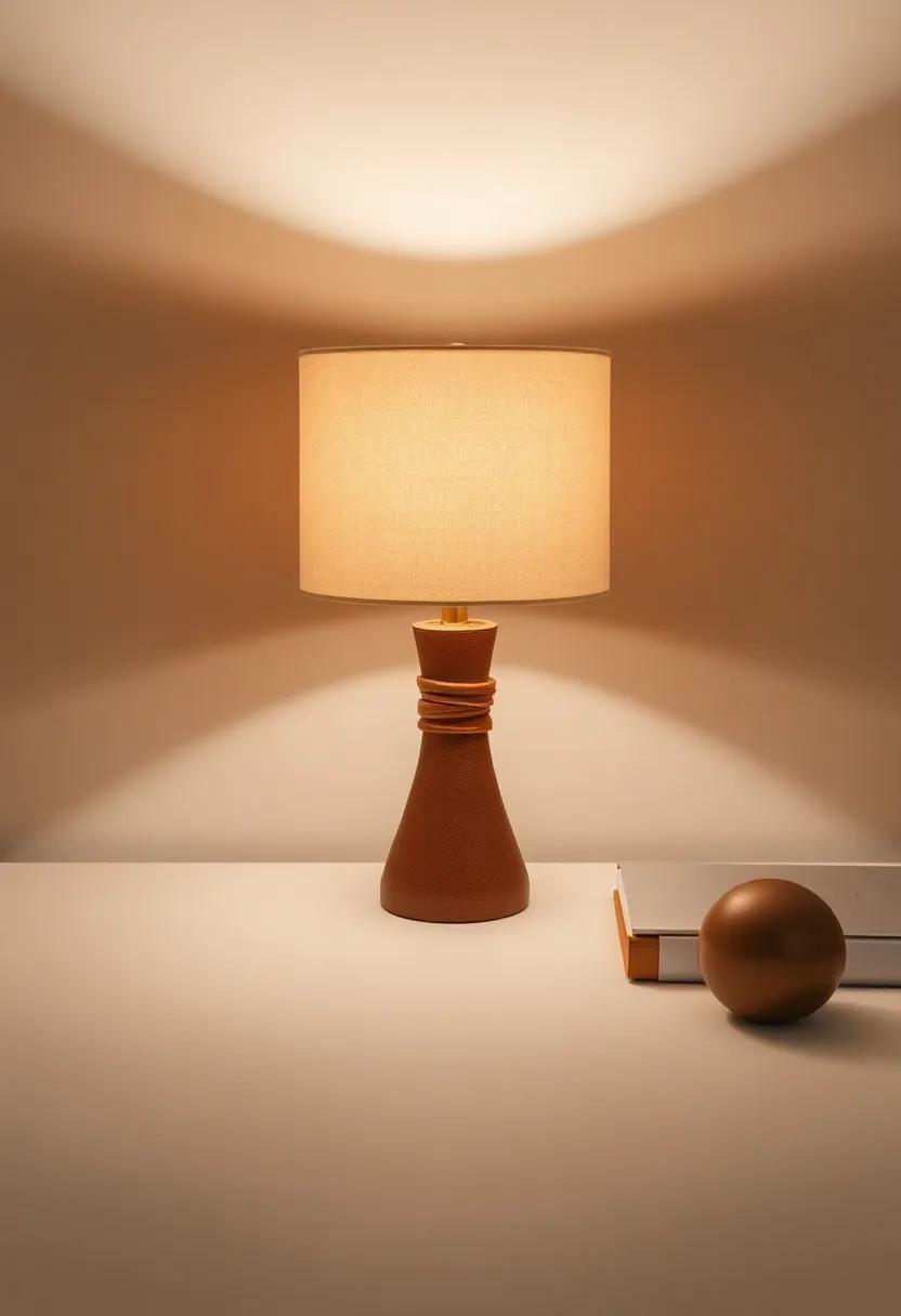 The Luxe Leather Accent Lamp: Wrapped in rich leather, this lamp combines warmth with elegance, perfect for adding a touch of sophistication to any room