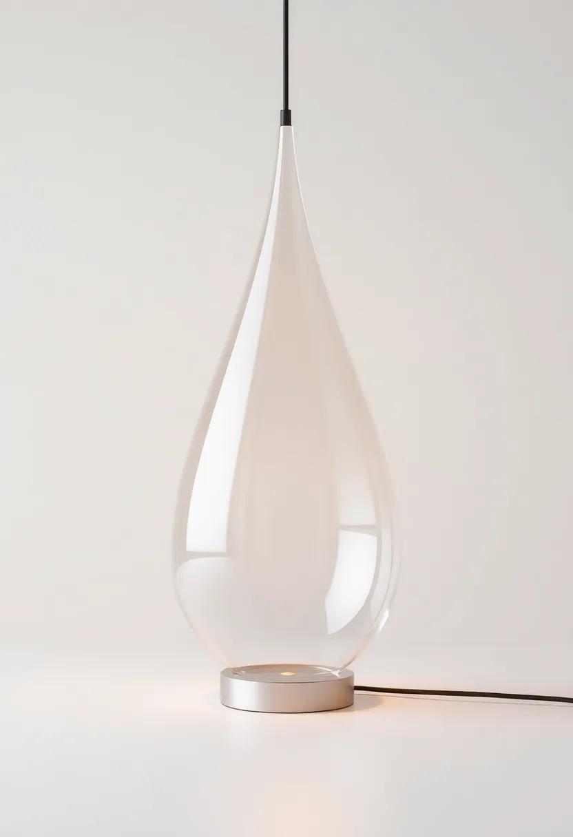 the Unique Teardrop Glass Lamp: Shaped like a teardrop,this glass lamp adds a delicate touch and features a mesmerizing design that reflects light beautifully