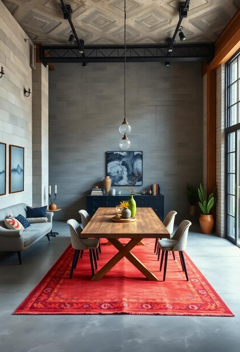 Define the Area with⁤ Rugs: Ground the ⁤dining area with an area rug, adding warmth and‍ comfort underfoot while enhancing the industrial vibe