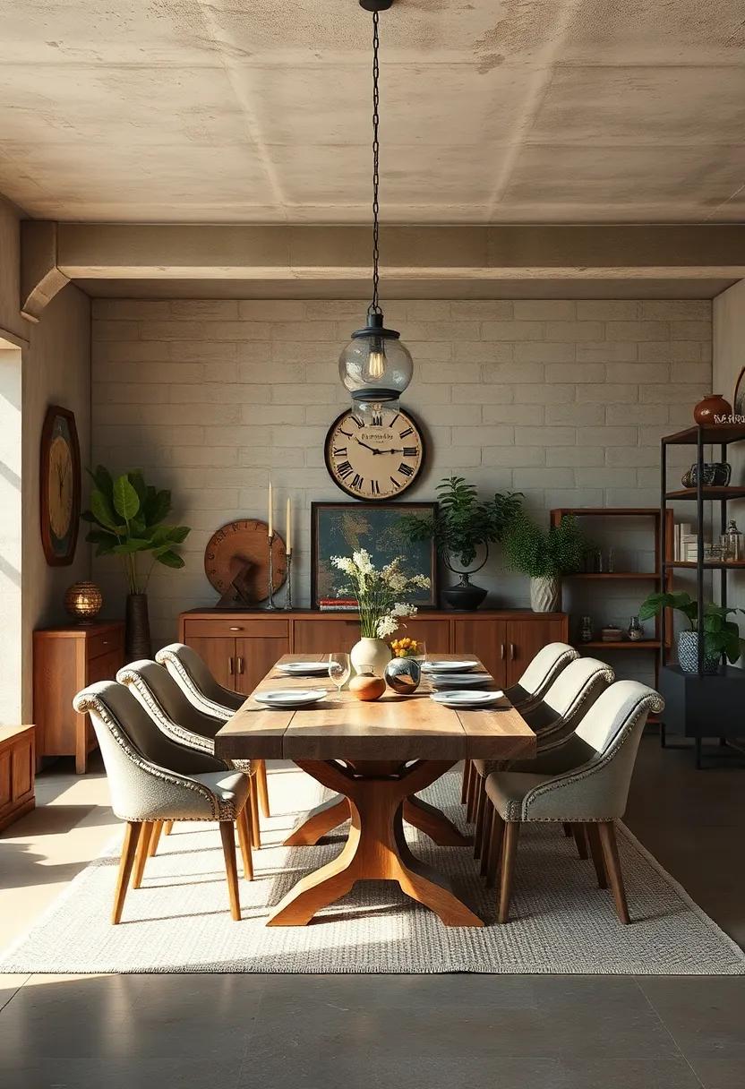 Vintage Accents: Incorporate antique or vintage pieces that tell a story and add charm to your industrial dining space