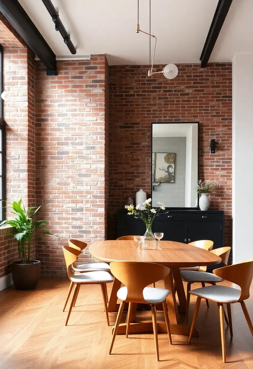 Use of⁢ Mirrors: Hang‍ a large mirror opposite the brick​ wall to reflect‌ light and make the dining⁢ area ‍feel more spacious