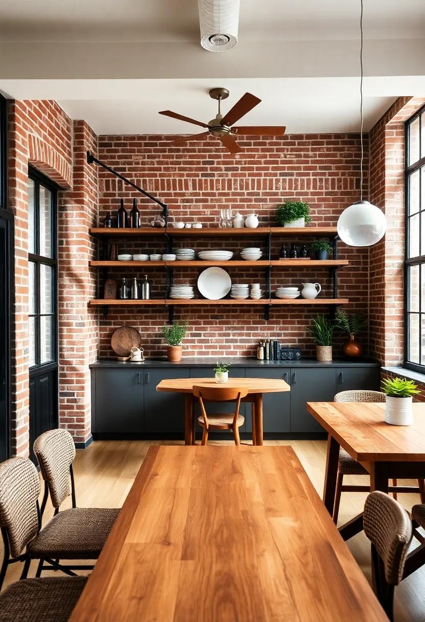 Open⁢ Shelving: Install rustic wooden shelves to⁣ showcase chic‍ dining ware or curated⁤ collections,⁤ blending functionality with aesthetics