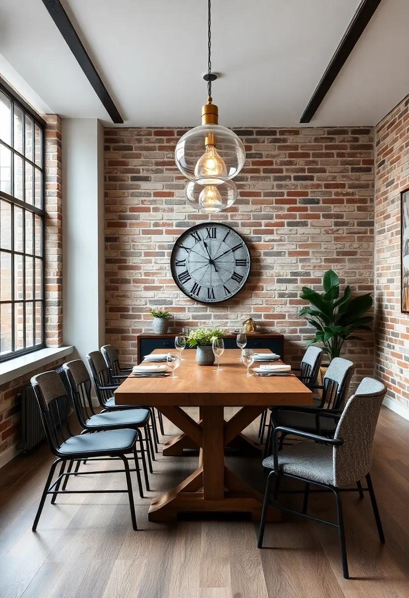 Metallic Touches: Integrate metal ‍elements,like steel⁢ light fixtures or brass tableware,to echo the industrial theme