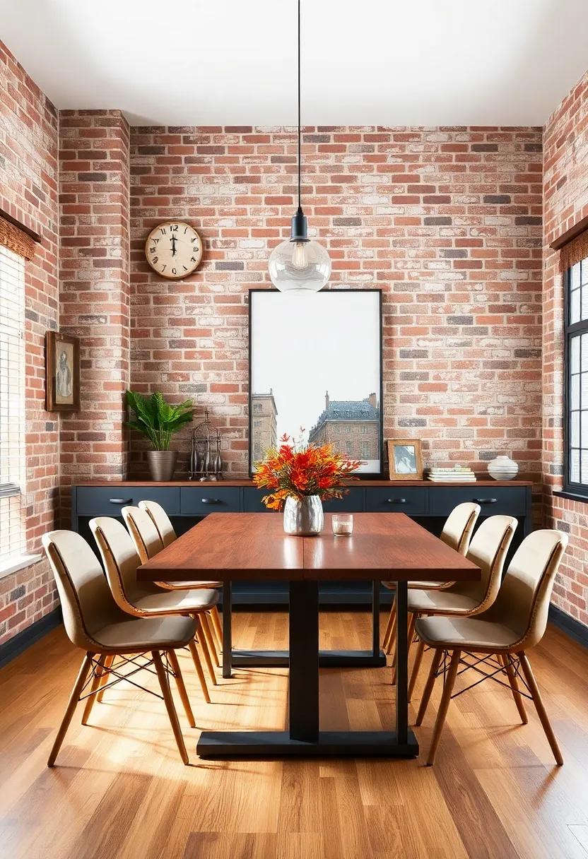 Bold Artwork: Display oversized, abstract art pieces that contrast with the textured brick, ‌creating a focal point