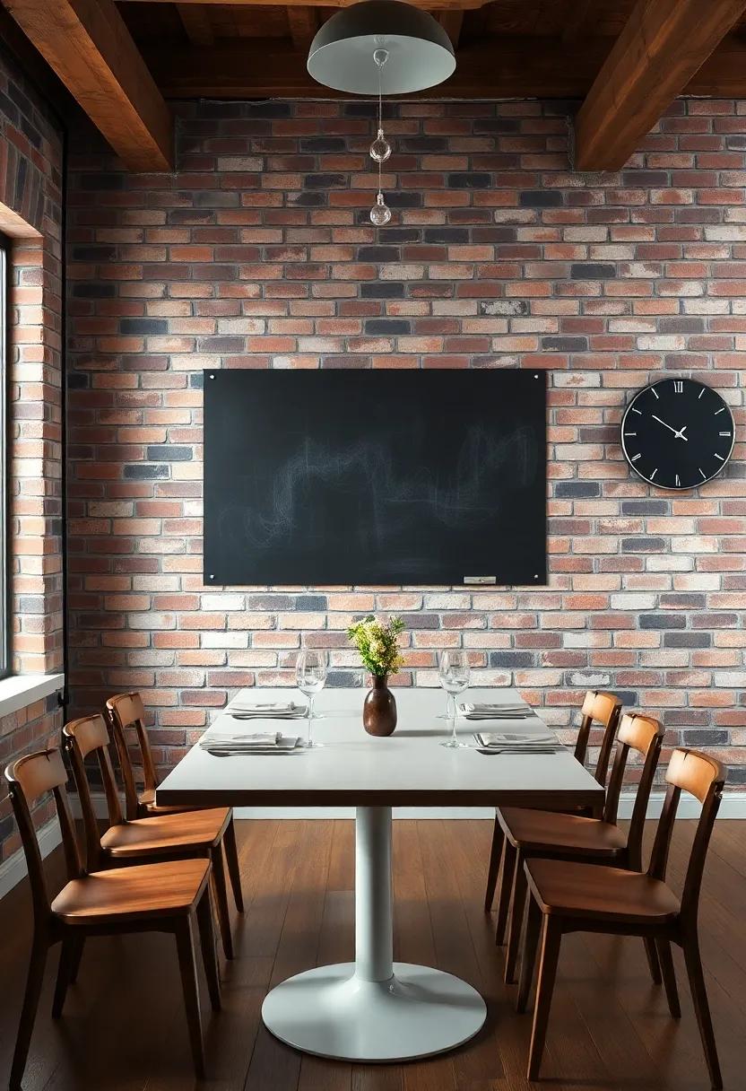 Chalkboard Wall: Dedicate a section of the brick ⁣wall for a chalkboard to jot down menus, doodles, or‍ messages