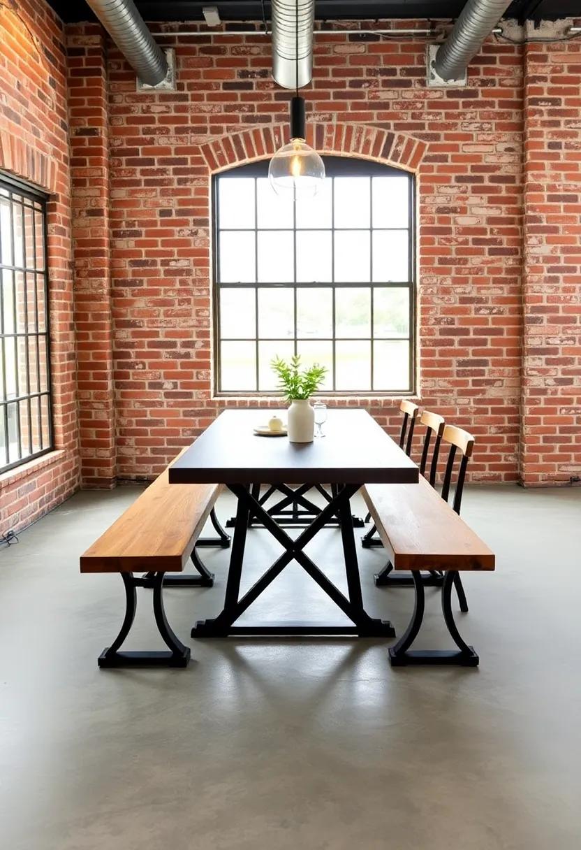 Industrial ‍bench Seating: Use a long, wooden bench along one side of the dining table‍ for a communal and casual dining experience