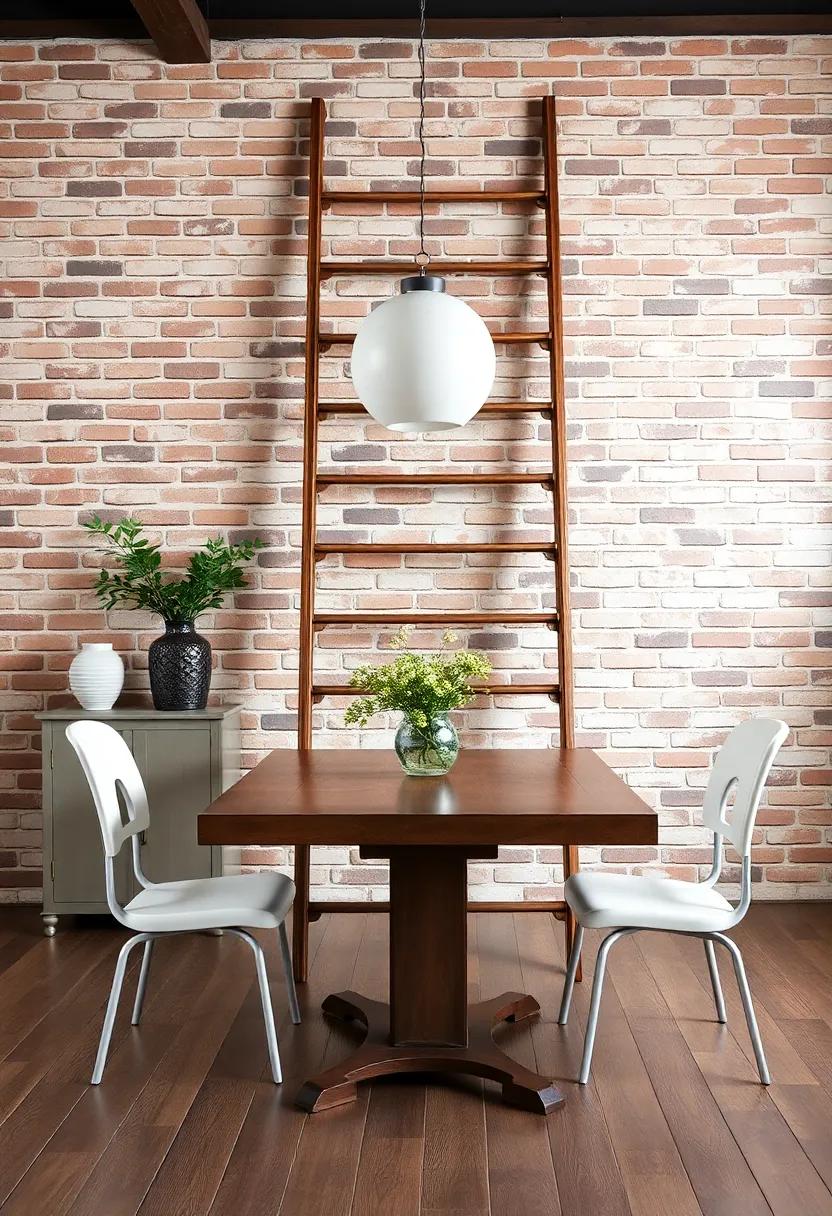 Vintage Ladder: Lean a vintage ladder against the wall for an unexpected touch, perfect for ​displaying linens or decorative items