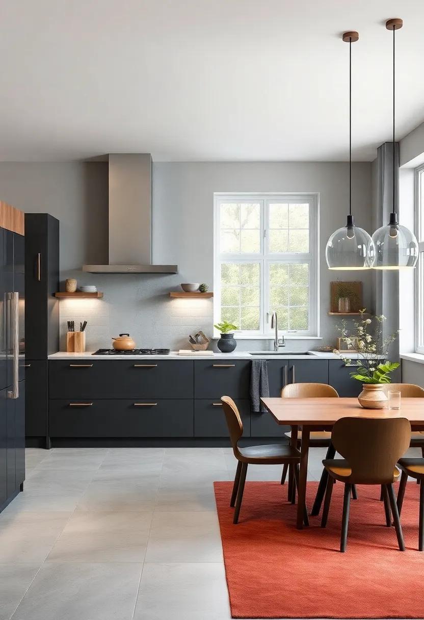 innovative Layouts: Using Grey Tiles to Define Kitchen Zones and Spaces