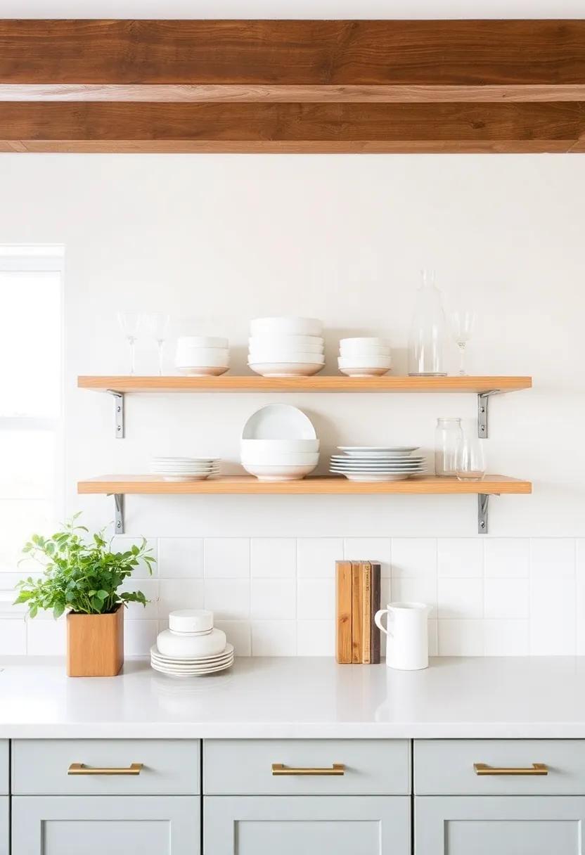 Embrace Open Shelving: Ditch the traditional cupboards and showcase your beautiful dishware and glassware for a light, airy feel