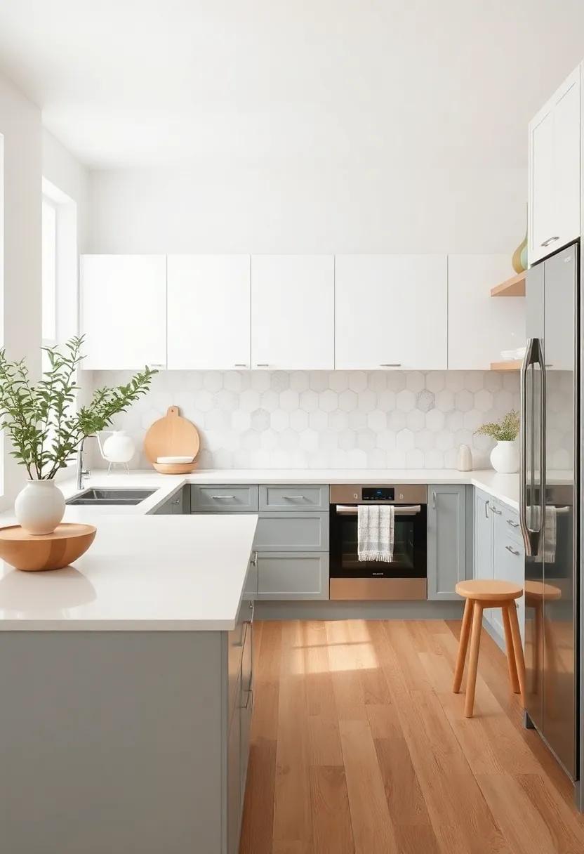 Implement a Color Palette of Calm: Soft neutral shades can create a serene environment,making your kitchen a relaxing space to cook and unwind
