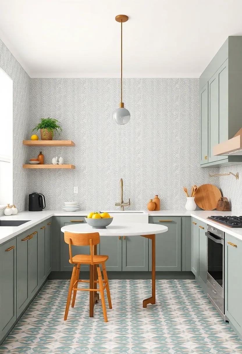 Play with Patterns: From wallpapers to tiled floors, patterns can add depth and interest, inspiring joy every time you step into the kitchen