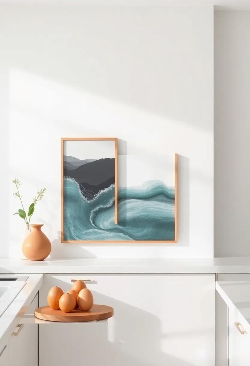 Showcase Artwork: Personalize your kitchen with framed art or wall decor that reflects your tastes and inspires creativity