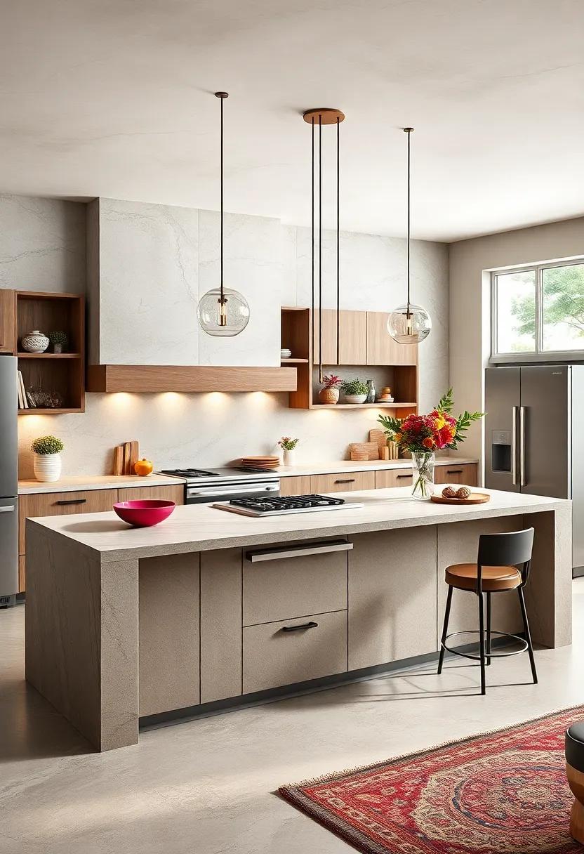 The Chef's Dream: Check out a professional-grade island equipped with built-in appliances like a cooktop and refrigerator, designed for culinary enthusiasts