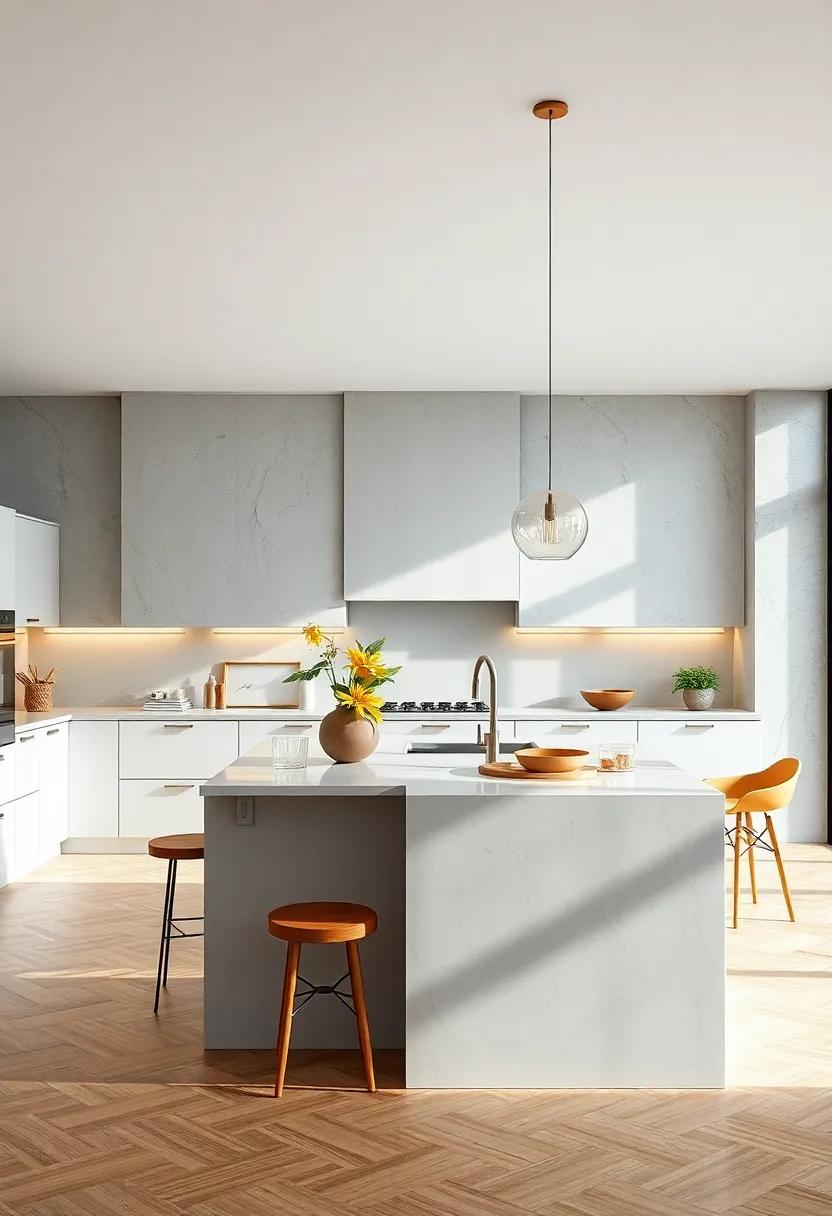 modern Minimalism: Unveil a sleek, contemporary island with clean lines and a glossy finish, perfect for a chic and streamlined kitchen aesthetic