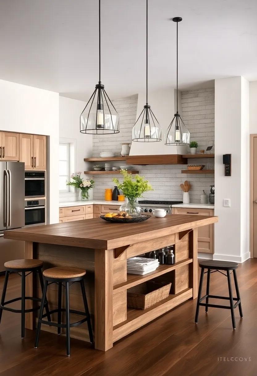 Rustic Elegance: Discover a farmhouse-inspired kitchen island featuring reclaimed wood that adds warmth and charm to your culinary space