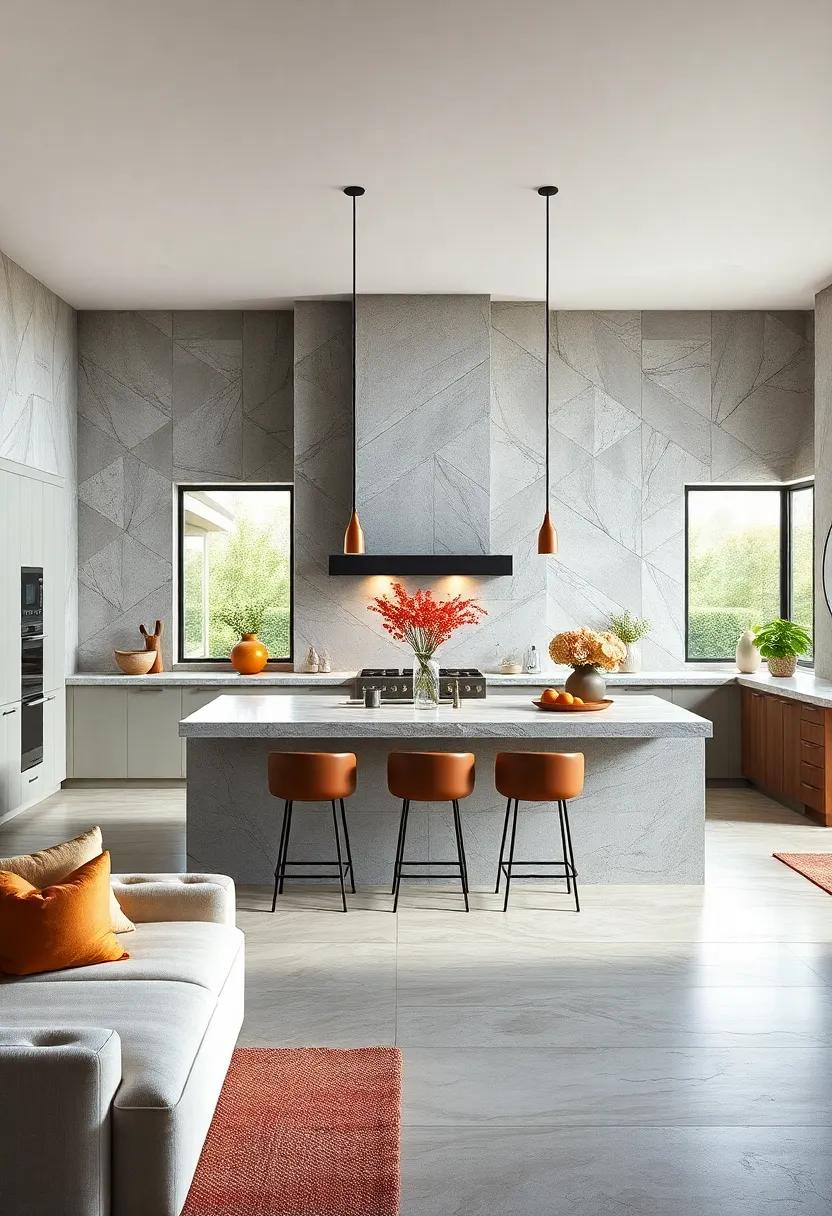 A Statement Piece: Explore oversized islands that dominate the kitchen space, serving as a stunning focal point while providing ample working area