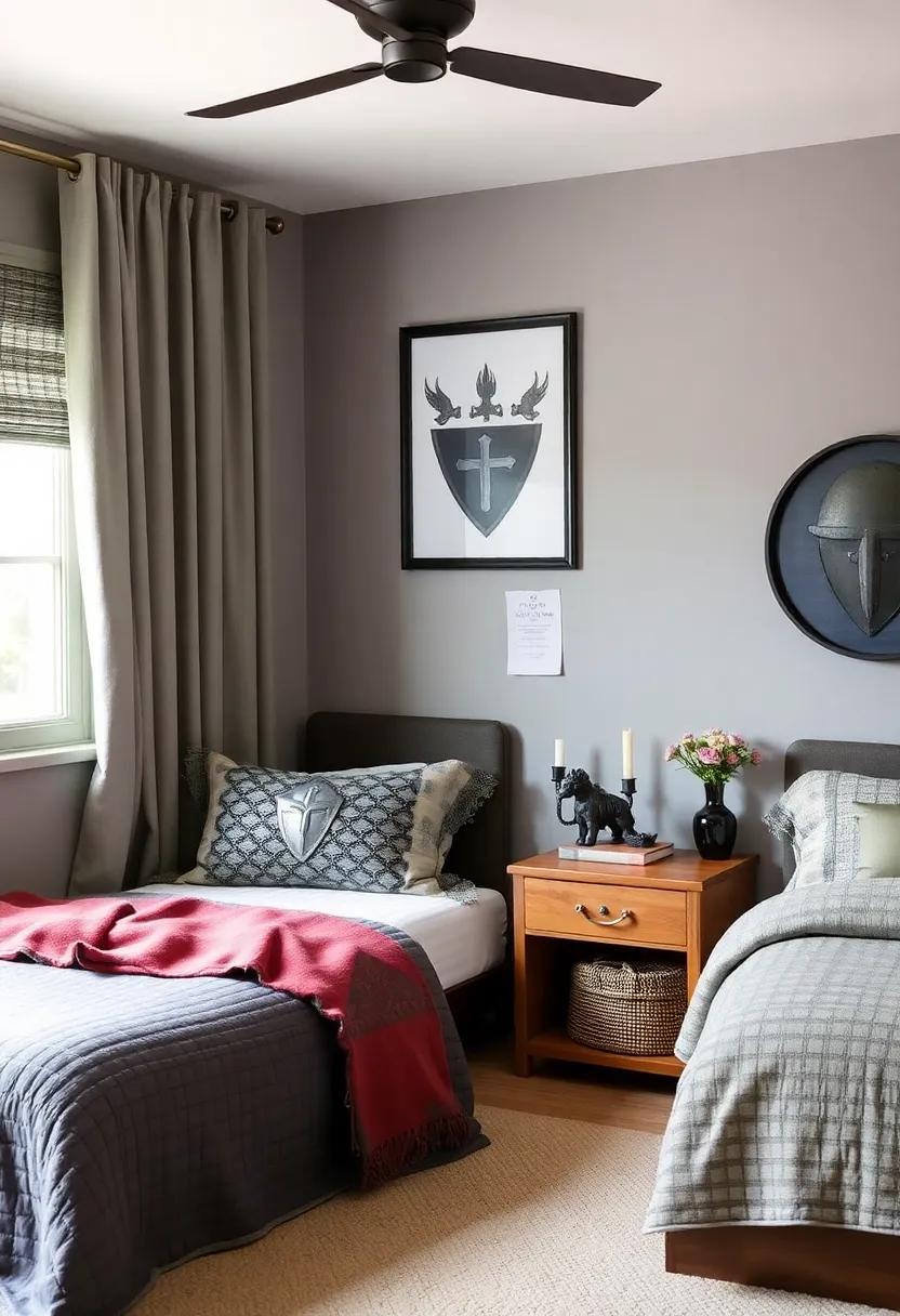 Infusing Fantasy with Vintage Armor Decor in a Boys' Space